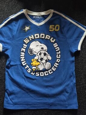 Peanuts Blue Snoopy & Woodstock Soccer Club Short Sleeve Tee